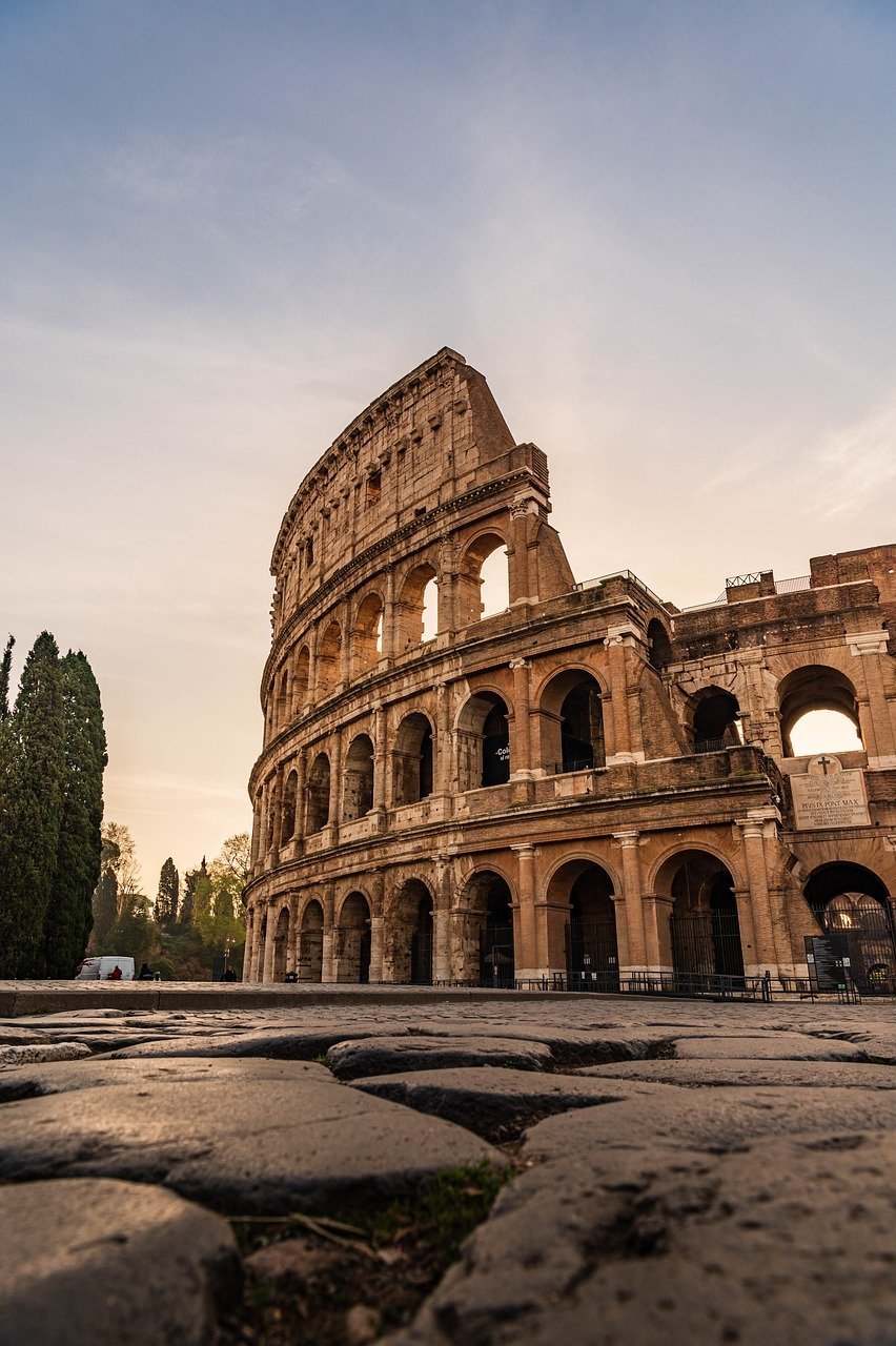 Home italy, rome, colosseum, sunset, ancient architecture, travel, nature, roman arena, tourists
